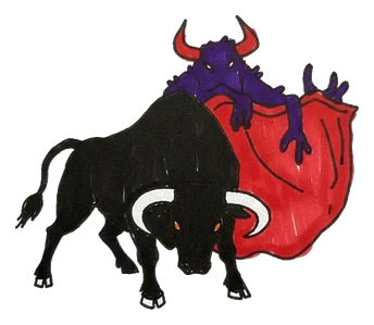 Hand-drawn illustration from “Do Bulls Hate the Color Red?”