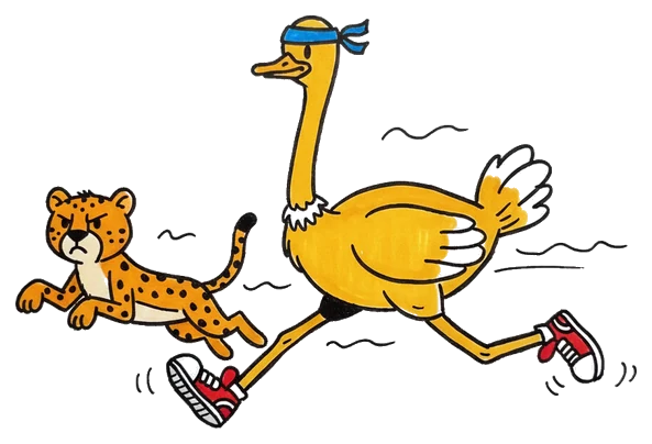 Hand-drawn illustration from “Do Ostriches Bury Their Heads in the Sand?”