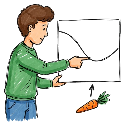 Hand-drawn illustration for the “How It Really Works” section of “Carrots Don't Give You Night Vision. Here's Who Lied.”