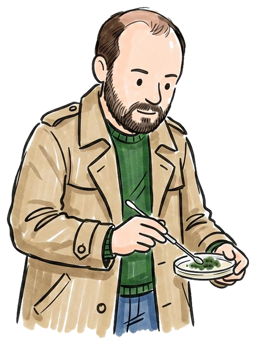 Hand-drawn illustration for the “Fourth Finding: The Scale-Up” section of “Fleming Found Penicillin. He Couldn't Make It Work.”