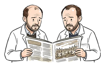 Hand-drawn illustration for the “Second Finding: The Oxford Team” section of “Fleming Found Penicillin. He Couldn't Make It Work.”