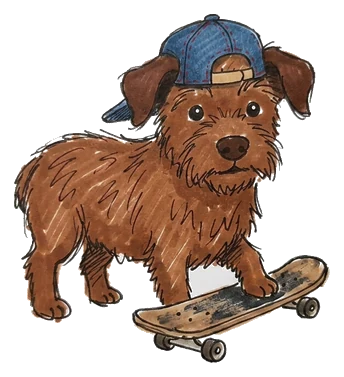 Hand-drawn illustration for the “Evidence 1: The Teenage Dog” section of “The 7-Year Dog Myth Is on Trial”