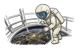 Hand-drawn illustration for the “What We Actually See” section of “You Can't See The Great Wall From Space. Here's Who Lied.”