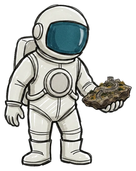 Hand-drawn illustration for the “An Astronaut's View” section of “You Can't See The Great Wall From Space. Here's Who Lied.”