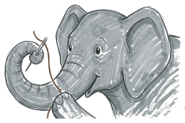 Hand-drawn illustration for the “Examining the Weapon” section of “Why Elephants Aren't Afraid of Mice (An Investigation)”