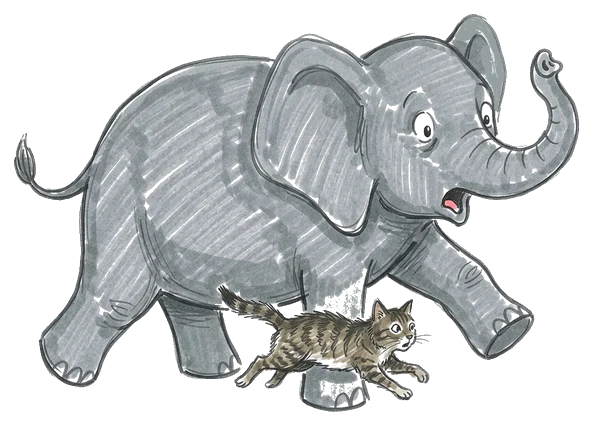Hand-drawn illustration for the “Broadening the Suspects” section of “Why Elephants Aren't Afraid of Mice (An Investigation)”