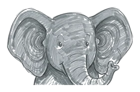 Hand-drawn illustration for the “The Sensory Evidence” section of “Why Elephants Aren't Afraid of Mice (An Investigation)”