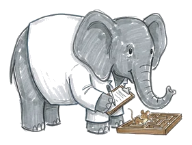 Hand-drawn illustration for the “The Eyewitnesses” section of “Why Elephants Aren't Afraid of Mice (An Investigation)”